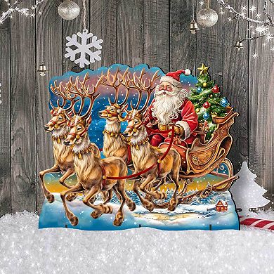Santa in Sleigh Outdoor Decor by G. Debrekht - Christmas Santa Snowman Decor