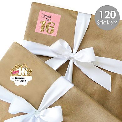 Big Dot Of Happiness Sweet 16 Assorted Birthday To & From Stickers 12 Sheets 120 Stickers