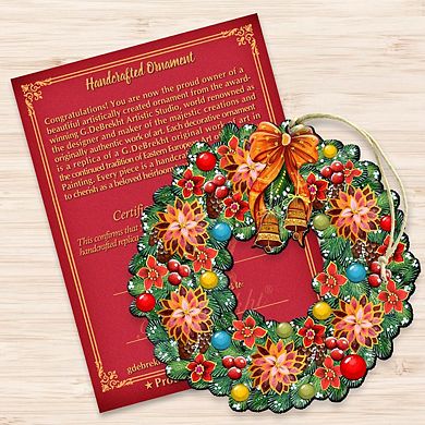 Set of 2 - Christmas Wreath Wooden Christmas Ornaments by G. DeBrekht - Christmas Decor