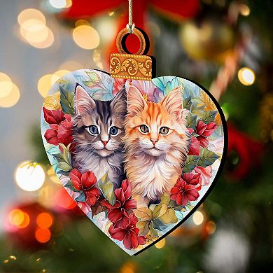 Cute Kittens Wooden Holiday Ornaments by G. Debrekht - Pets Decor
