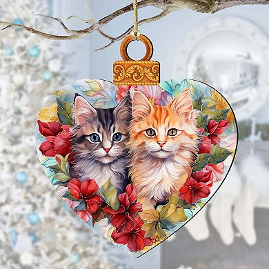 Cute Kittens Wooden Holiday Ornaments by G. Debrekht - Pets Decor