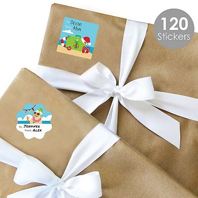 Big Dot Of Happiness Tropical Christmas Beach Santa Gift Tag Labels To And From 120 Stickers