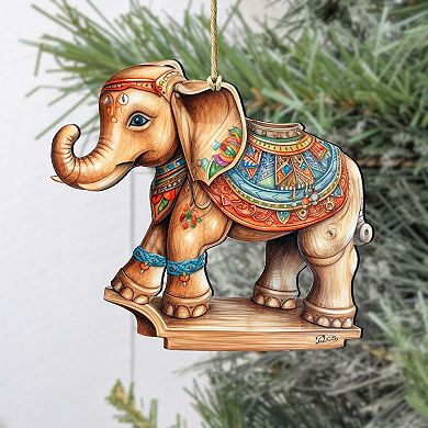 Carousel Elephants Wooden Christmas Ornaments Set of 3 by G. Debrekht - Christmas Decor