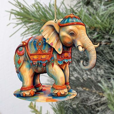 Carousel Elephants Wooden Christmas Ornaments Set of 3 by G. Debrekht - Christmas Decor