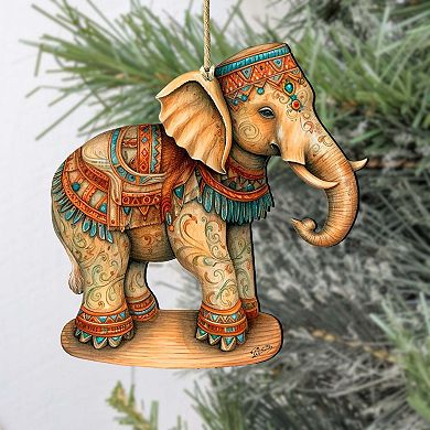 Carousel Elephants Wooden Christmas Ornaments Set of 3 by G. Debrekht - Christmas Decor