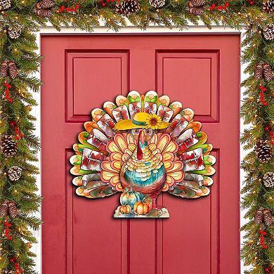 Thanksgiving Turkey Holiday Door Decor  by G. Debrekht - Thanksgiving Halloween Decor