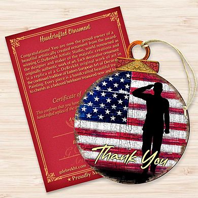 Set of 2 - Veterans Appreciation Wooden Holiday Ornaments by G. DeBrekht - International Decor
