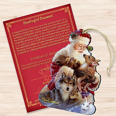 Set of 2 - Santa Little Friends Wooden Christmas Ornaments by Gelsinger - Christmas Santa Snowman Decor