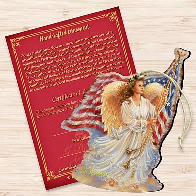 Set of 2 - American Angel Wooden Christmas Ornaments by Gelsinger - American Christmas Decor