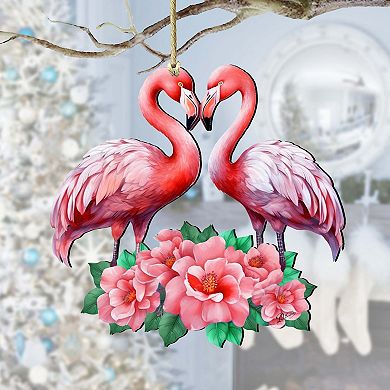 Flamingos Love Wooden Holiday Ornaments by G. DeBrekht - Love Kids Family Decor