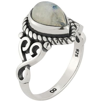 Sunkissed Sterling Sterling Silver Oxidized Pear-Shaped Moonstone Ring