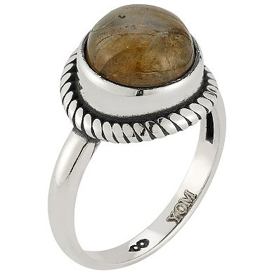 Sunkissed Sterling Sterling Silver Oxidized Round Labradorite Ring