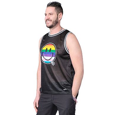 ph by The Phluid Project Adult Basketball Jersey with Rainbow Smiley Screen Print 