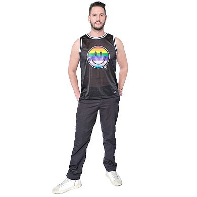 ph by The Phluid Project Adult Basketball Jersey with Rainbow Smiley Screen Print 