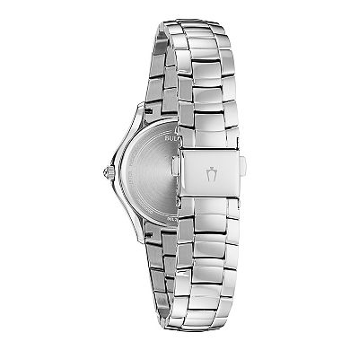 Bulova Women's Classic Stainless Steel Crystal Accented Black Mother-of-Pearl Dial Watch - 96L266