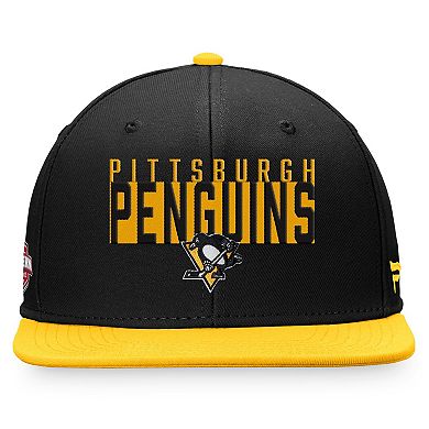 Men's Fanatics Branded Black/Gold Pittsburgh Penguins Fundamental Colorblocked Snapback Hat