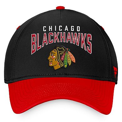 Men's Fanatics Branded Black/Red Chicago Blackhawks Fundamental 2-Tone Flex Hat