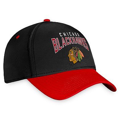 Men's Fanatics Branded Black/Red Chicago Blackhawks Fundamental 2-Tone Flex Hat