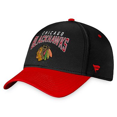 Men's Fanatics Branded Black/Red Chicago Blackhawks Fundamental 2-Tone Flex Hat