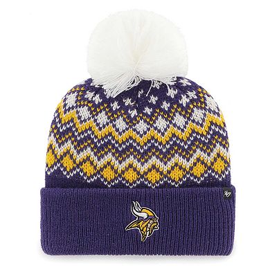 Women's '47 Purple Minnesota Vikings Elsa Cuffed Knit Hat with Pom