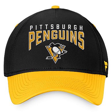 Men's Fanatics Branded Black/Gold Pittsburgh Penguins Fundamental 2-Tone Flex Hat