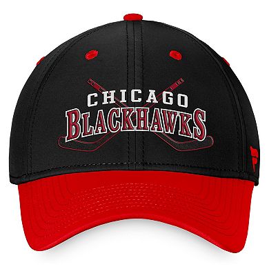 Men's Fanatics Branded Black/Red Chicago Blackhawks Heritage Vintage Flex Hat