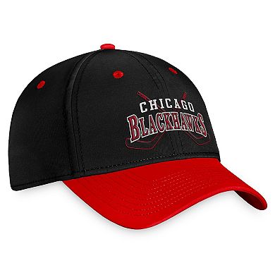 Men's Fanatics Branded Black/Red Chicago Blackhawks Heritage Vintage Flex Hat