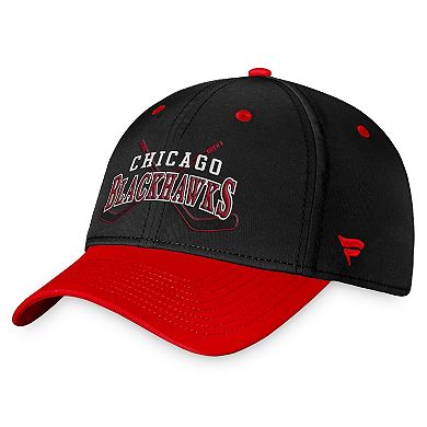 Men's Fanatics Branded Black/Red Chicago Blackhawks Heritage Vintage Flex Hat