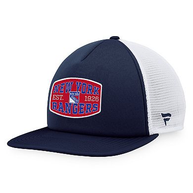 Men's Fanatics Branded Navy/White New York Rangers Foam Front Patch Trucker Snapback Hat