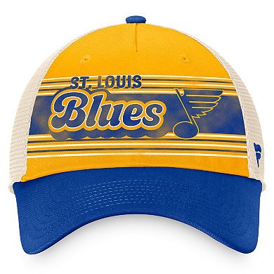 Men's Fanatics Branded Gold/Blue St. Louis Blues Heritage Vintage Trucker Adjustable Hat