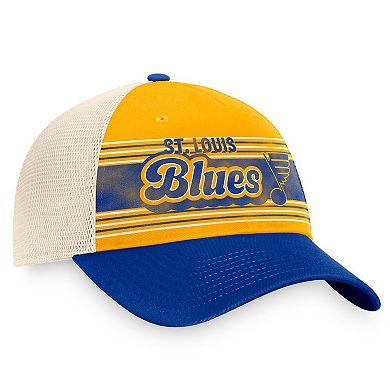 Men's Fanatics Branded Gold/Blue St. Louis Blues Heritage Vintage Trucker Adjustable Hat