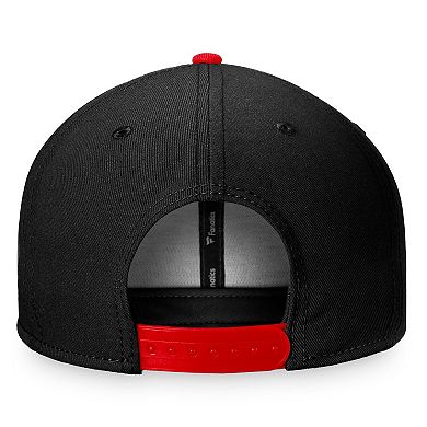 Men's Fanatics Branded Black/Red Chicago Blackhawks Fundamental Colorblocked Snapback Hat