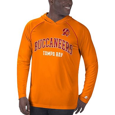 Men's Starter Orange Tampa Bay Buccaneers Gridiron Classics Throwback Raglan Long Sleeve Hooded T-Shirt