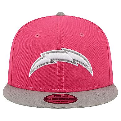 Men's New Era Pink/Gray Los Angeles Chargers 2-Tone Color Pack 9FIFTY Snapback Hat