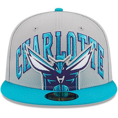 Men's New Era Gray/Teal Charlotte Hornets Tip-Off Two-Tone 59FIFTY Fitted Hat