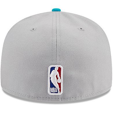 Men's New Era Gray/Teal Charlotte Hornets Tip-Off Two-Tone 59FIFTY Fitted Hat