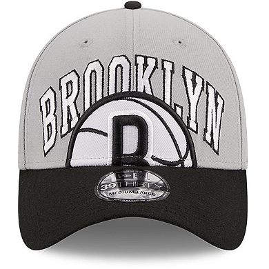 Men's New Era Gray/Black Brooklyn Nets Tip-Off Two-Tone 39THIRTY Flex Hat