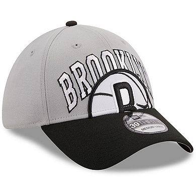 Men's New Era Gray/Black Brooklyn Nets Tip-Off Two-Tone 39THIRTY Flex Hat