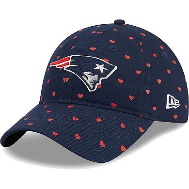 Girls Youth New Era  Navy New England Patriots Hearts 9TWENTY Adjustable Hat
