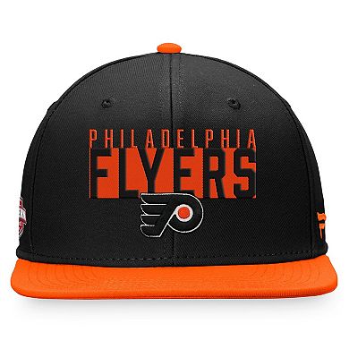 Men's Fanatics Branded Black/Orange Philadelphia Flyers Fundamental Colorblocked Snapback Hat