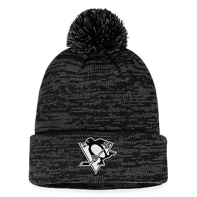 Men's Fanatics Branded Black Pittsburgh Penguins Fundamental Cuffed Knit Hat with Pom