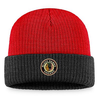 Men's Fanatics Branded  Red/Black Chicago Blackhawks Heritage Vintage Cuffed Knit Hat