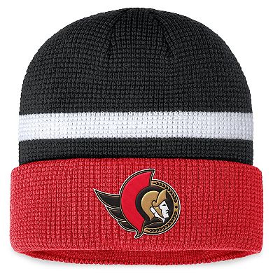 Men's Fanatics Branded  Black/Red Ottawa Senators Fundamental Cuffed Knit Hat