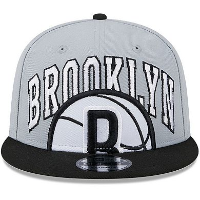 Men's New Era Gray/Black Brooklyn Nets Tip-Off Two-Tone 9FIFTY Snapback Hat