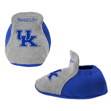 Infant Mitchell & Ness Royal/Heather Gray Kentucky Wildcats 3-Pack Bodysuit, Bib and Bootie Set