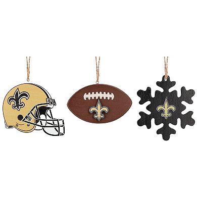 The Memory Company New Orleans Saints Three-Pack Helmet, Football & Snowflake Ornament Set