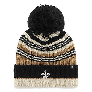 Women's '47 Natural New Orleans Saints Barista Cuffed Knit Hat with Pom