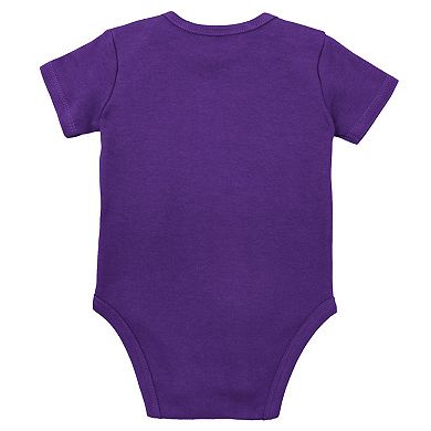 Infant Mitchell & Ness Purple/Gold LSU Tigers 3-Pack Bodysuit, Bib and Bootie Set