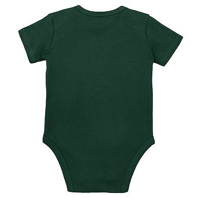 Infant Mitchell & Ness Green/Heather Gray Michigan State Spartans 3-Pack Bodysuit, Bib and Bootie Set