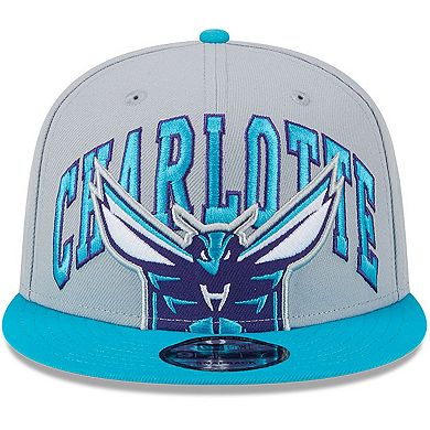 Men's New Era Gray/Teal Charlotte Hornets Tip-Off Two-Tone 9FIFTY Snapback Hat